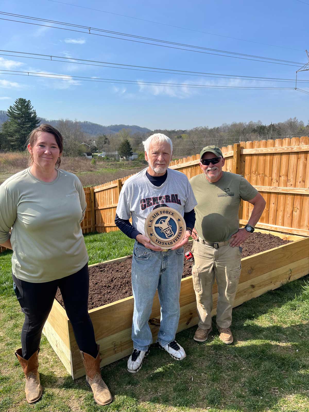 David Best with volunteers at his garden build in Tennessee, March 2026