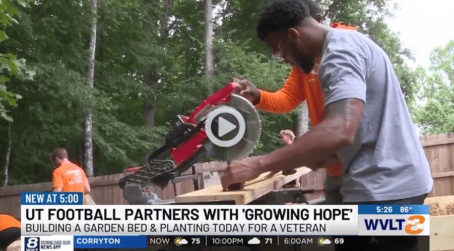 University of Tennessee football team helps East Tennessee veteran with garden growing project